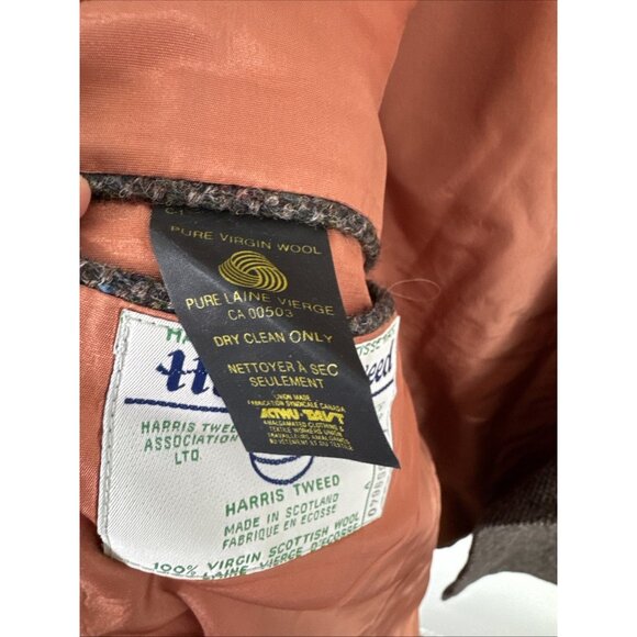 Harris Tweed Blazer Men’s 44 Brown Speckled Wool Jacket Sears Scotland VTG - Picture 8 of 9